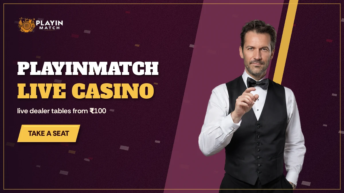 Smiling croupier in a waistcoat welcoming players to a PlayinMatch roulette wheel