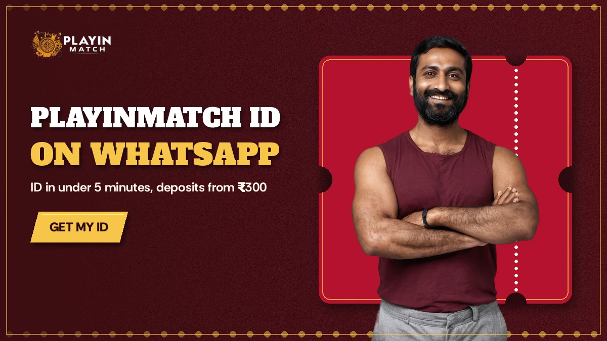 Bearded man with folded arms smiling beside the PlayinMatch ticket for a WhatsApp ID
