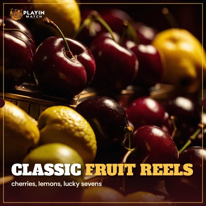 Classic fruit machine reels showing cherries, lemons and lucky sevens