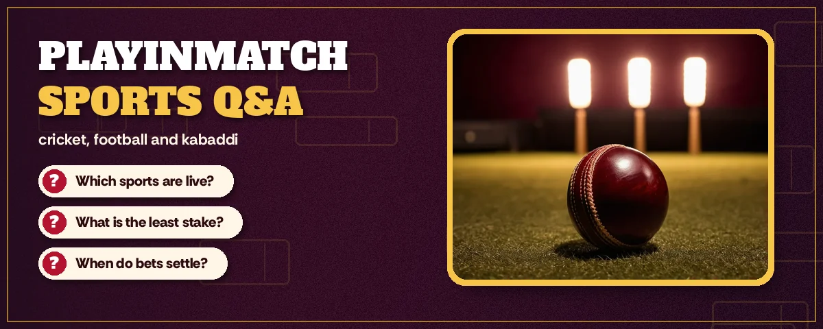 Red ball under stadium floodlights beside PlayinMatch sports questions on stakes and settlement