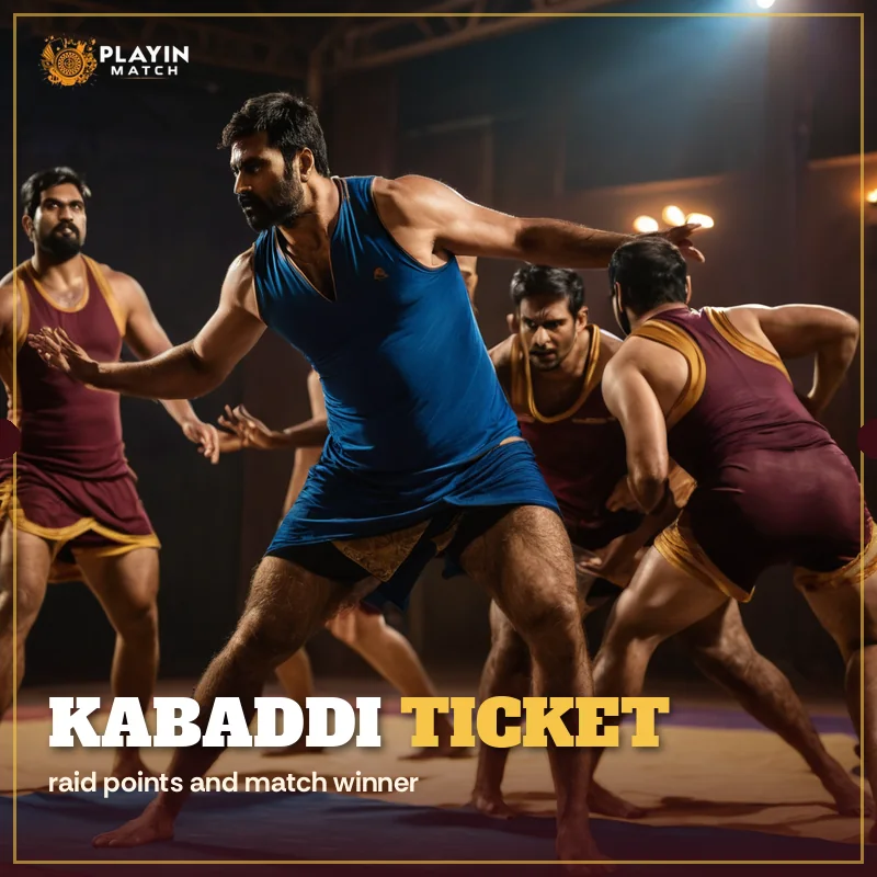 Kabaddi raider reaching across the mat, shown as a PlayinMatch kabaddi ticket